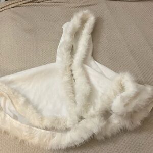 Furry White Shawl with Hood from SHEIN